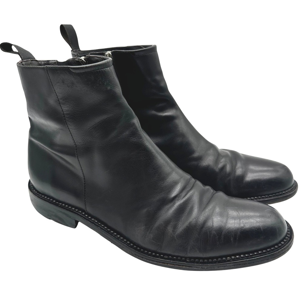 Donald J Pliner Banco Mens Black Leather Side Zip Ankle Boots Size 10 M Italy